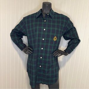 Lauren Ralph Lauren Blue and Green plaid  Button Down Shirt 12